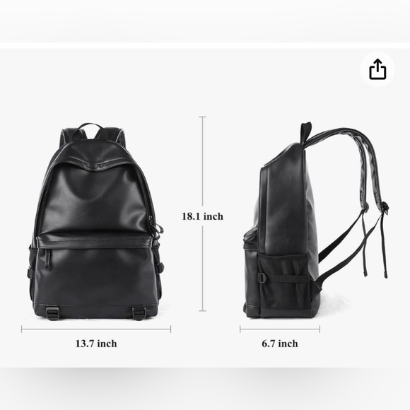 Black Leather Backpack - Picture 2 of 8